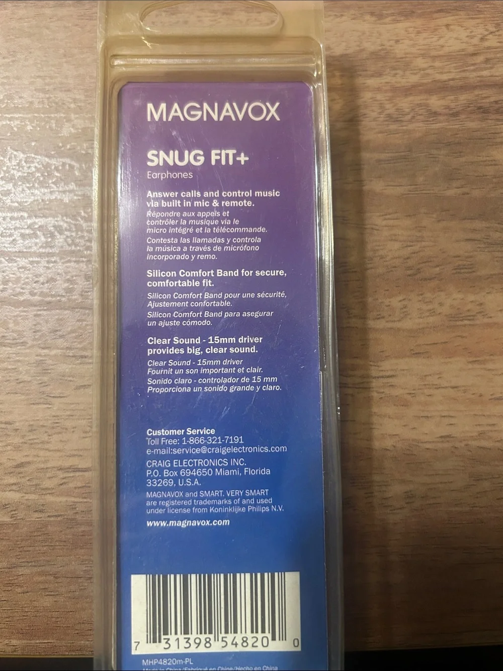 Magnavox Purple Snug Fit+ In-Ear Headset with Microphone